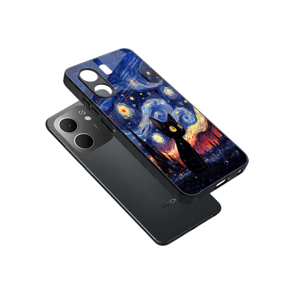 Starry Whiskers sleek oppo a5x 5g cover with tempered glass back and TPU edges