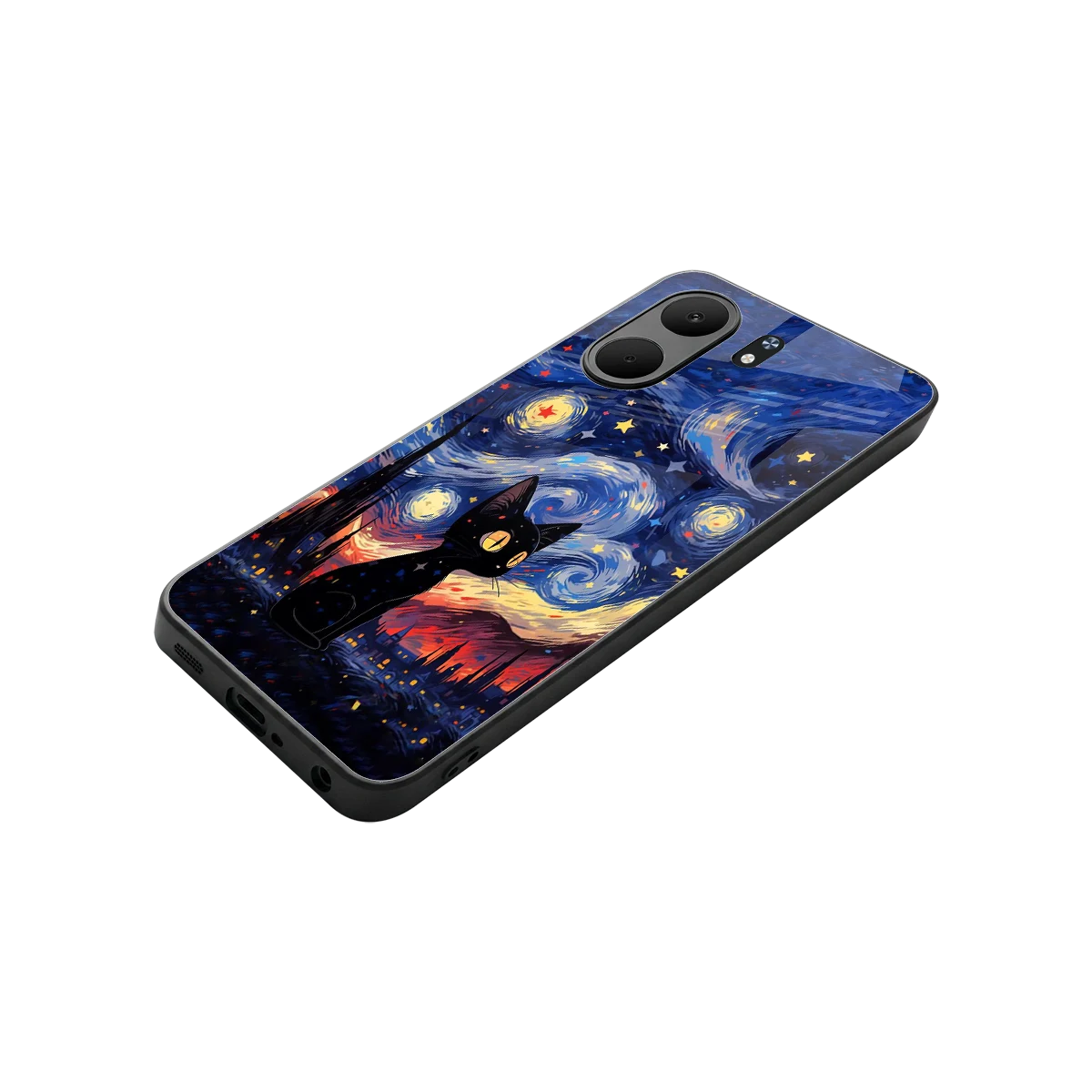 Starry Whiskers stylish phone case for oppo a5x 5g | glossy glass and slim fit