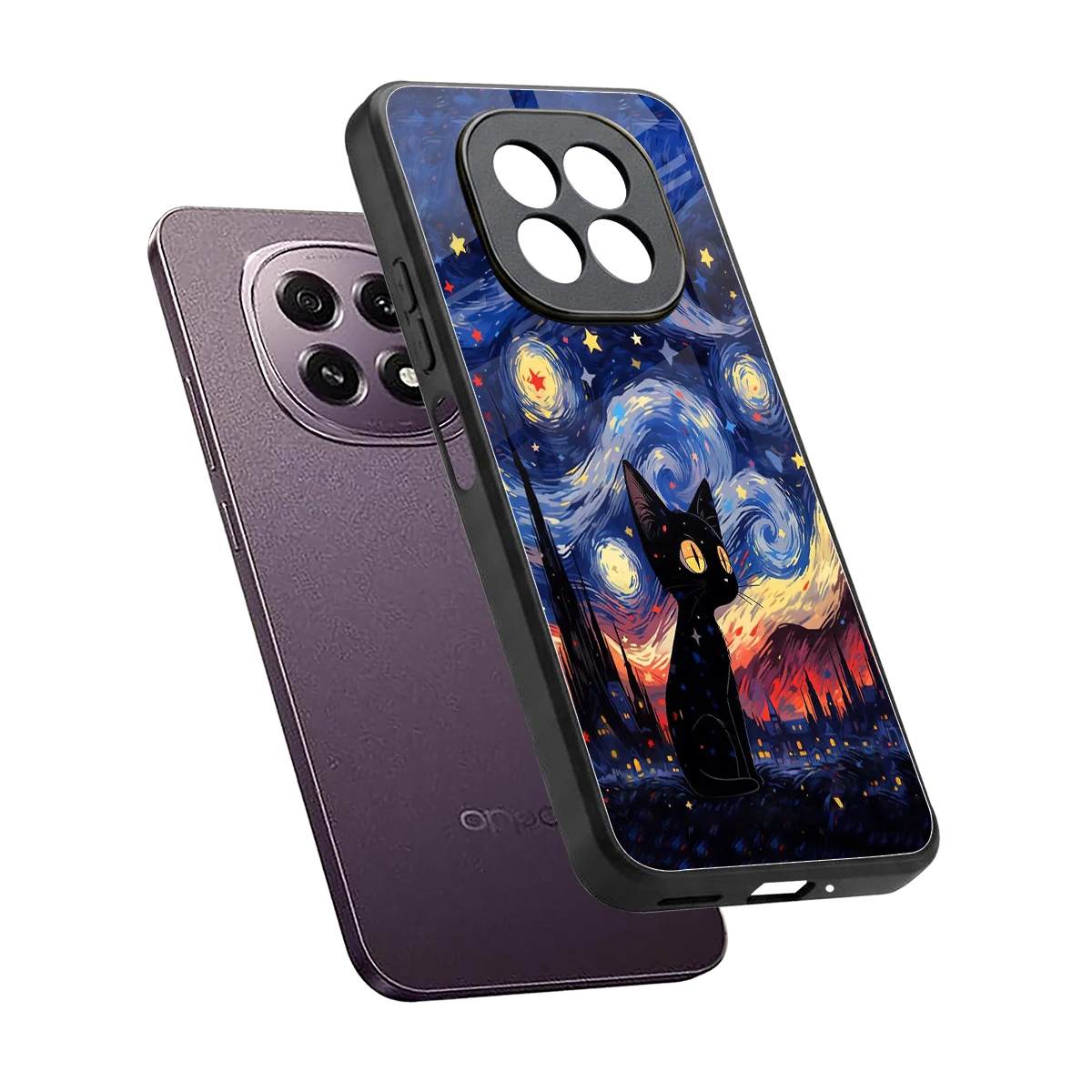 Starry Whiskers sleek oppo f29 5g cover with tempered glass back and TPU edges