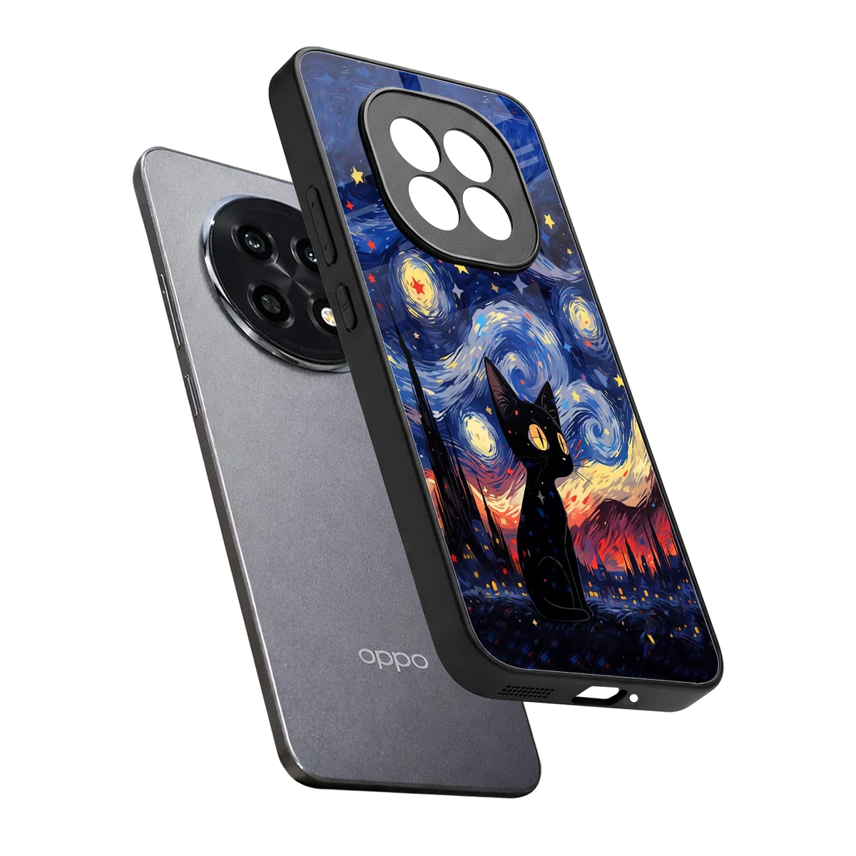 Starry Whiskers sleek oppo f29 pro 5g cover with tempered glass back and TPU edges