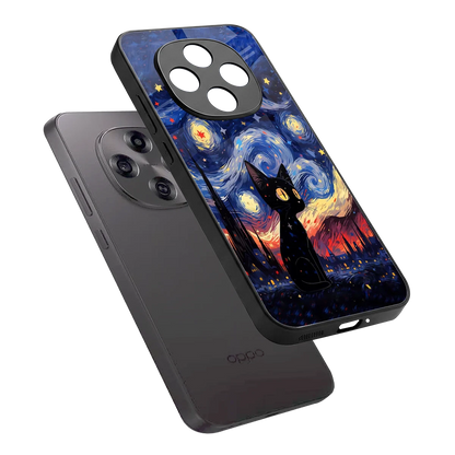 Starry Whiskers sleek oppo f31 pro 5g cover with tempered glass back and TPU edges