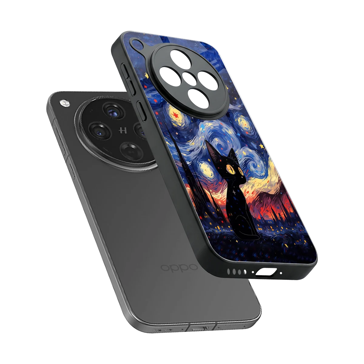 Starry Whiskers sleek oppo find x8 cover with tempered glass back and TPU edges