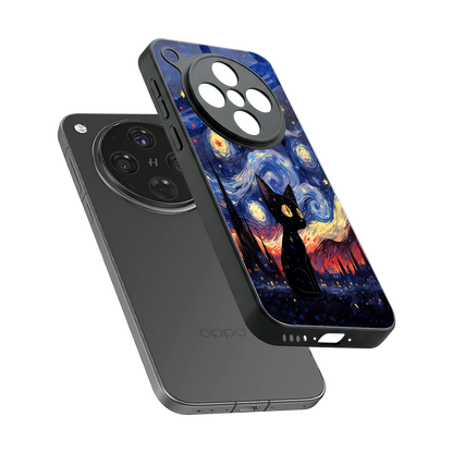 Starry Whiskers sleek oppo find x8 cover with tempered glass back and TPU edges