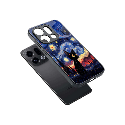 Starry Whiskers sleek oppo find x9 cover with tempered glass back and TPU edges