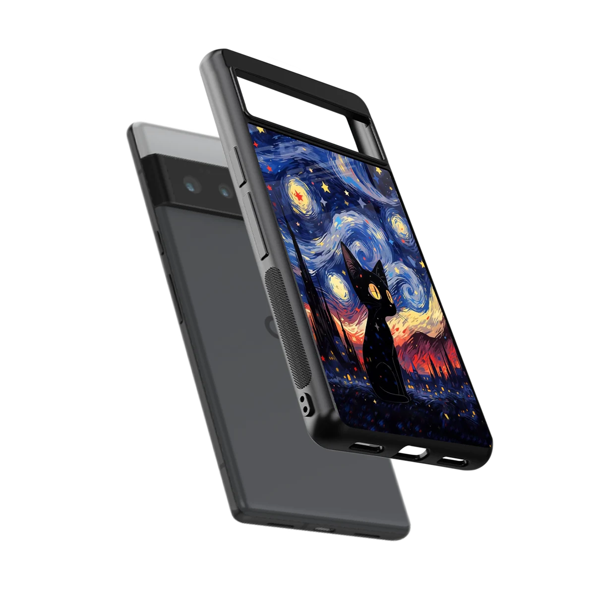 Starry Whiskers sleek google pixel 6 pro cover with tempered glass back and TPU edges