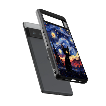 Starry Whiskers sleek google pixel 6 pro cover with tempered glass back and TPU edges