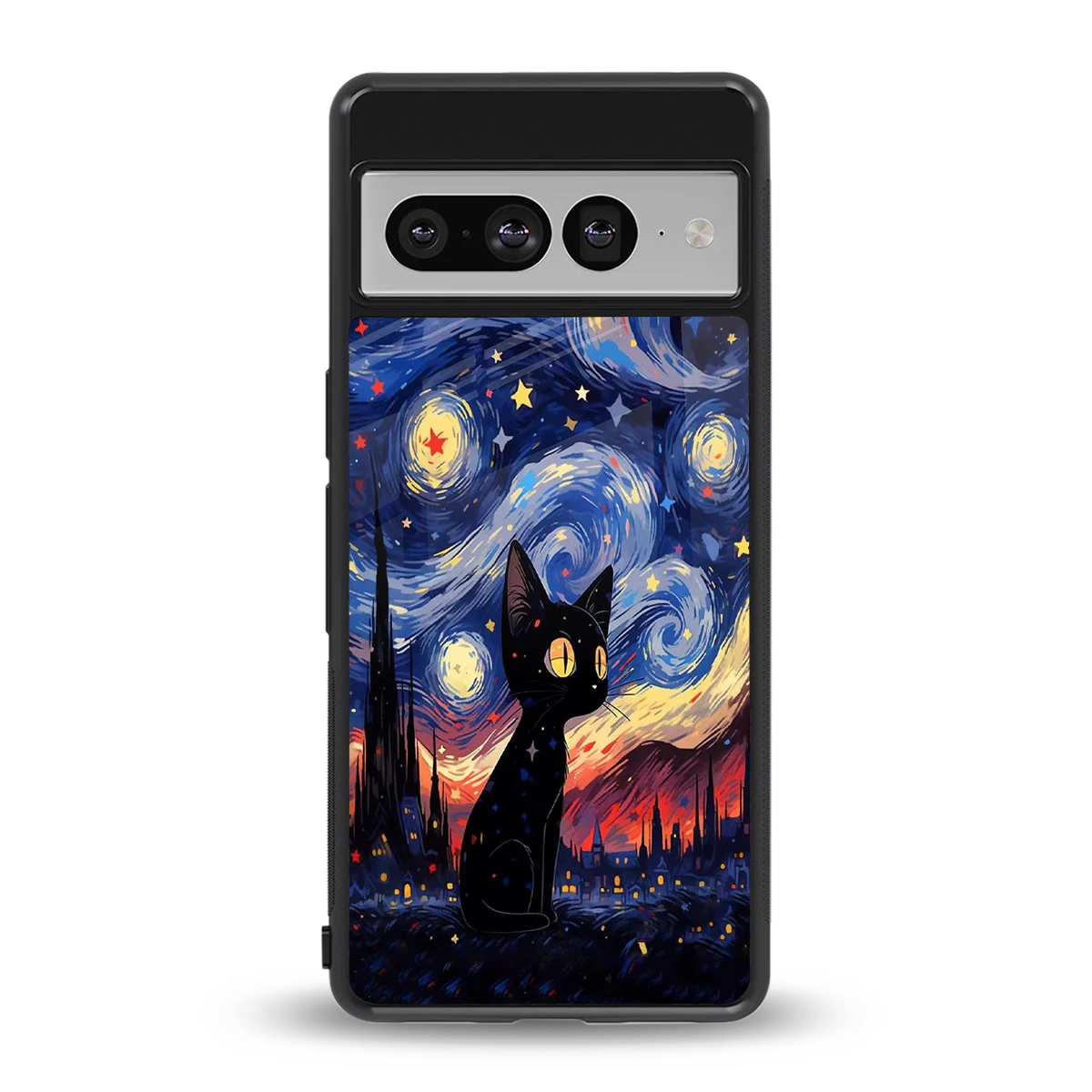 Starry Whiskers back phone cover | glass case for google pixel 7 pro