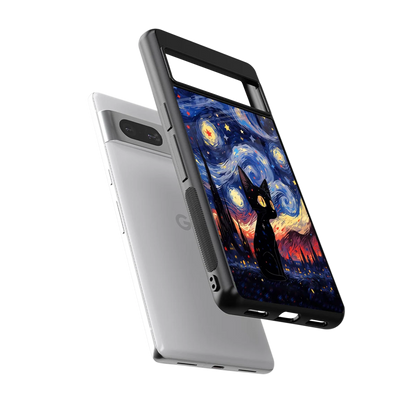 Starry Whiskers sleek google pixel 7 cover with tempered glass back and TPU edges