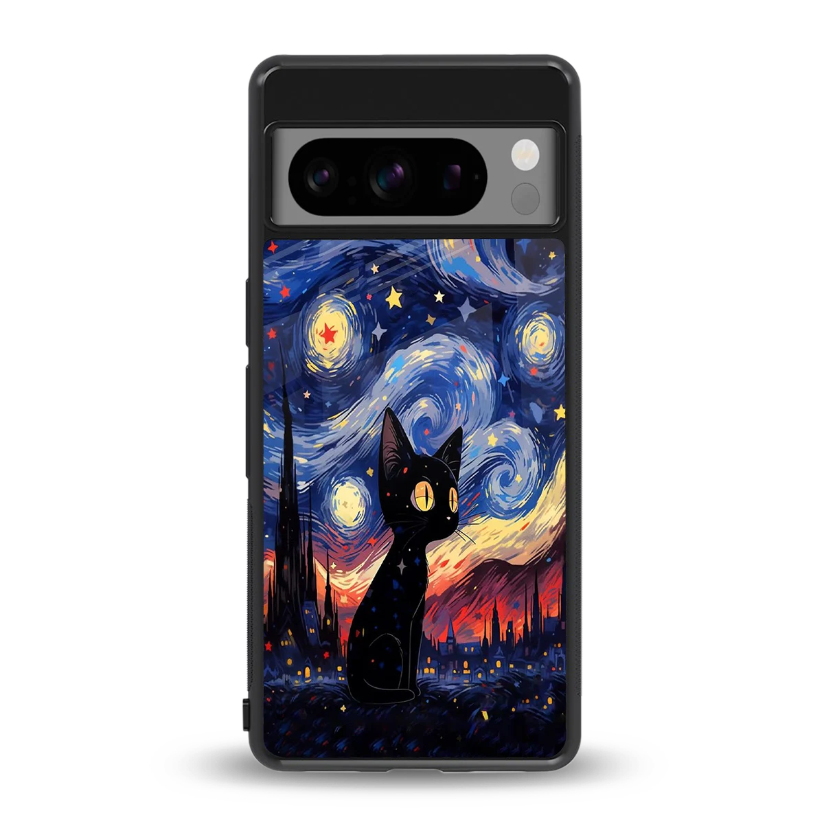 Starry Whiskers back phone cover | glass case for google pixel 8 pro