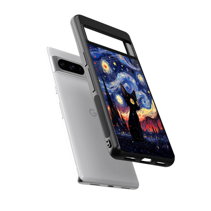 Starry Whiskers sleek google pixel 8 pro cover with tempered glass back and TPU edges