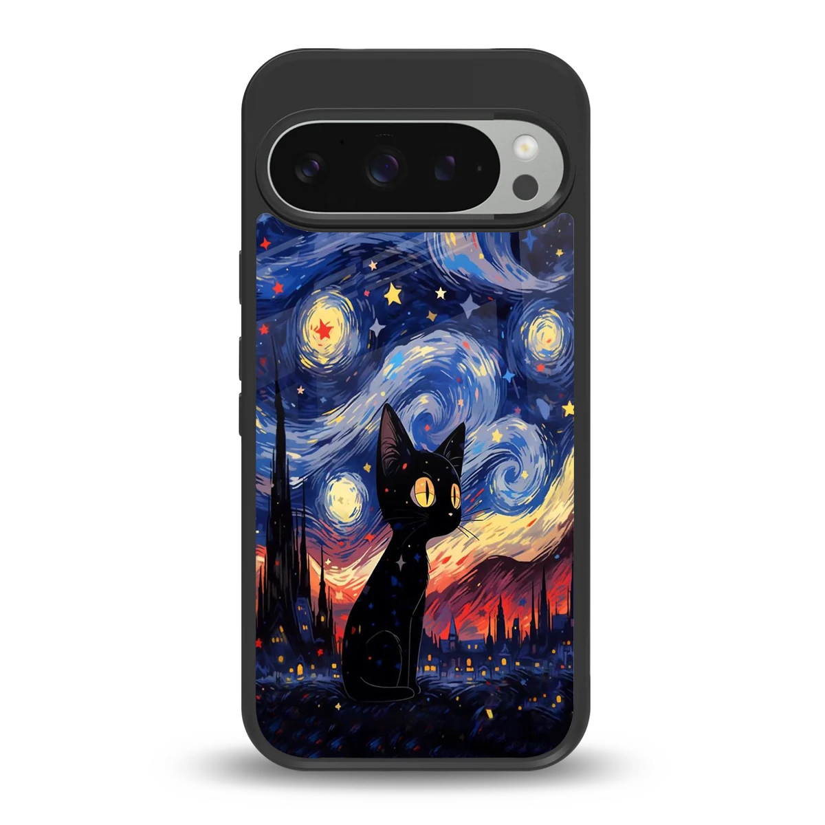 Starry Whiskers back phone cover | glass case for google pixel 9 pro