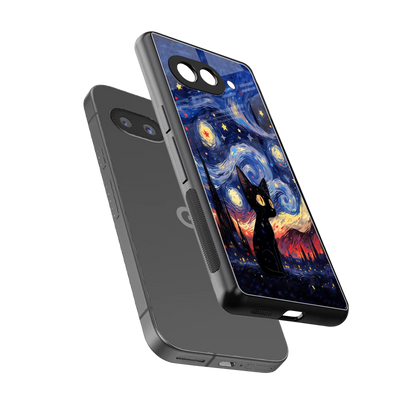 Starry Whiskers sleek google pixel 10a cover with tempered glass back and TPU edges