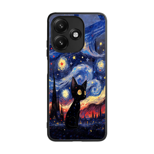 Starry Whiskers back phone cover | glass case for redmi 12 5g