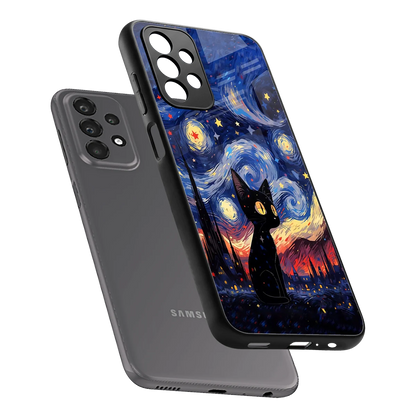 Starry Whiskers sleek samsung galaxy a23 cover with tempered glass back and TPU edges