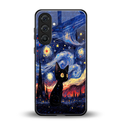 Starry Whiskers back phone cover | glass case for samsung galaxy a55 5g