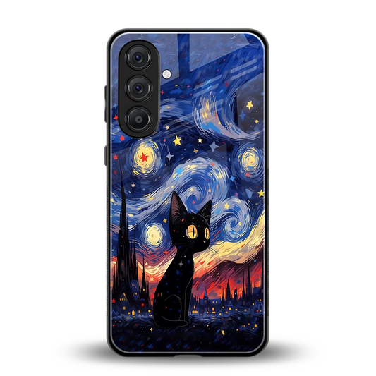 Starry Whiskers back phone cover | glass case for samsung galaxy m55 5g