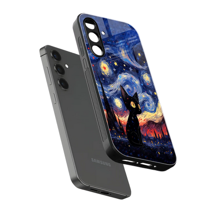 Starry Whiskers sleek samsung galaxy a55 5g cover with tempered glass back and TPU edges