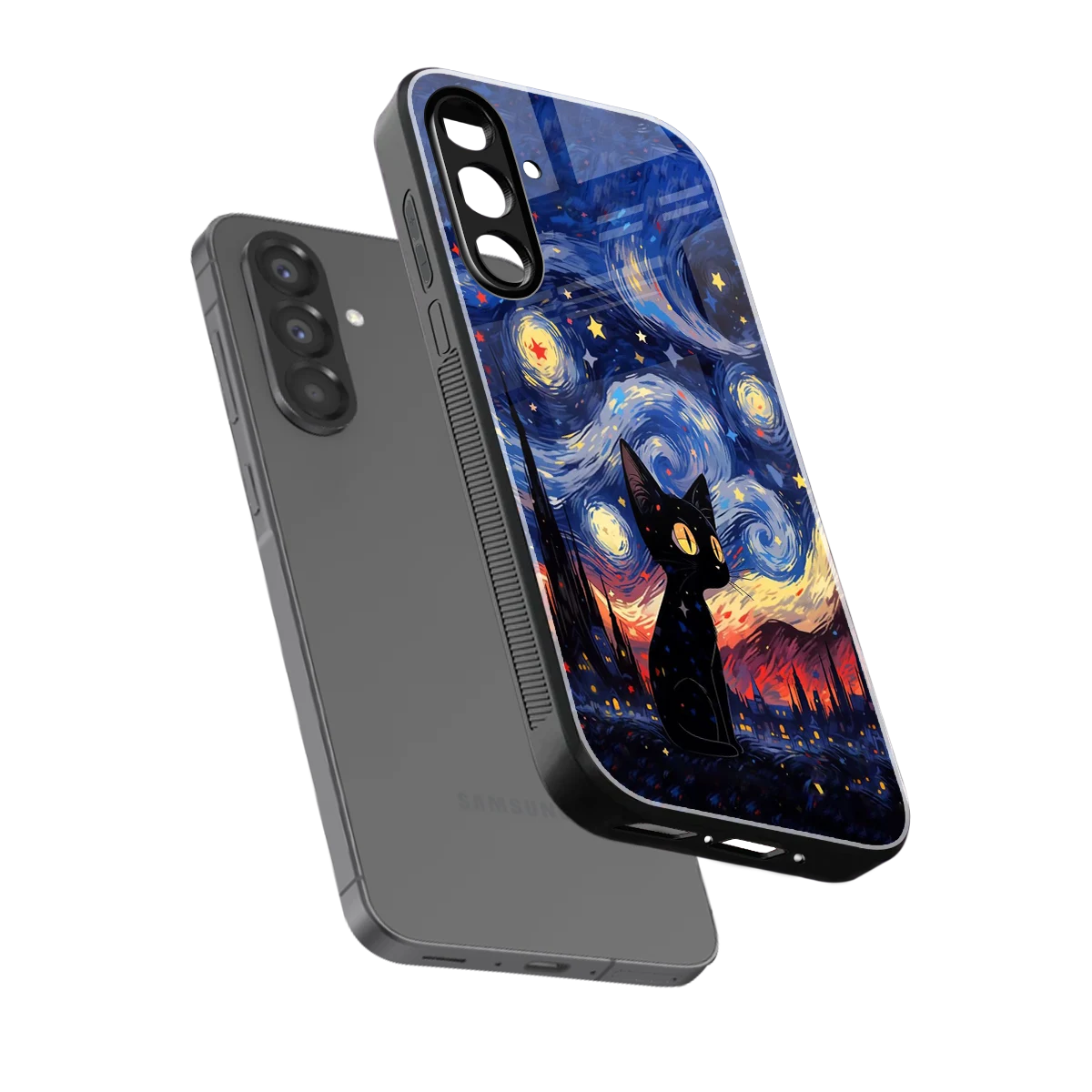Starry Whiskers sleek samsung galaxy a17 5g cover with tempered glass back and TPU edges
