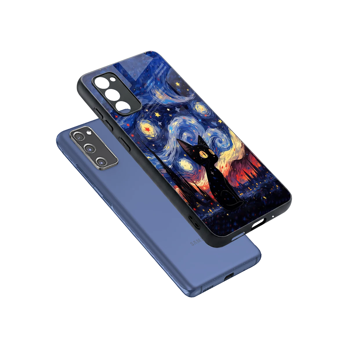 Starry Whiskers sleek samsung galaxy s20 fe cover with tempered glass back and TPU edges