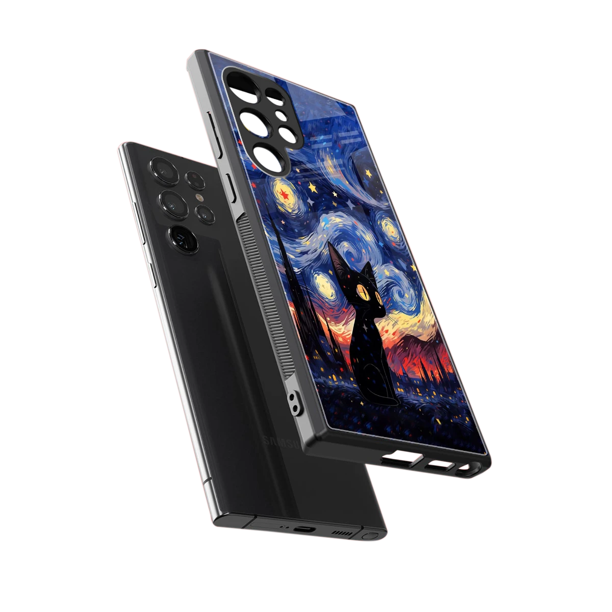 Starry Whiskers sleek samsung galaxy s24 ultra cover with tempered glass back and TPU edges