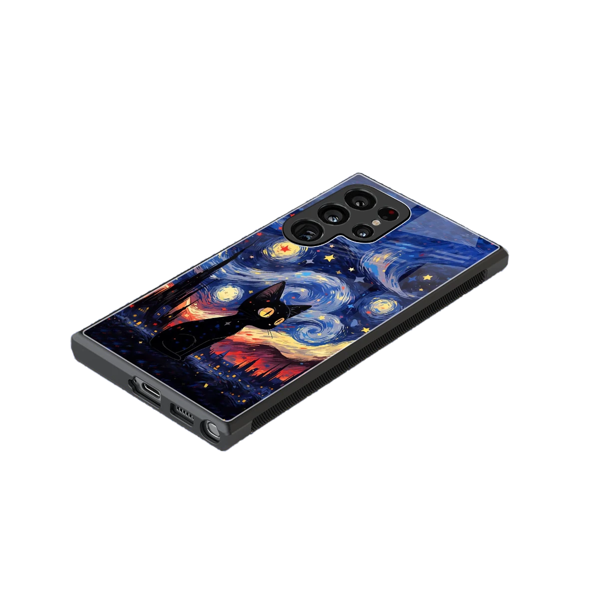 Starry Whiskers stylish phone case for samsung galaxy s24 ultra | glossy glass and slim fit