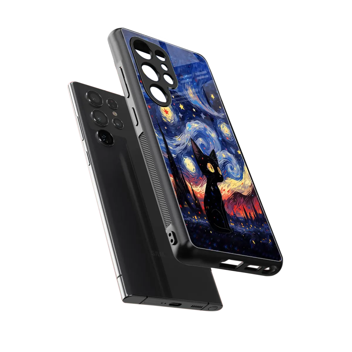 Starry Whiskers sleek samsung galaxy s25 ultra cover with tempered glass back and TPU edges