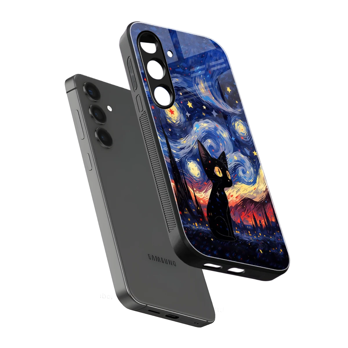 Starry Whiskers sleek samsung galaxy s25 fe cover with tempered glass back and TPU edges