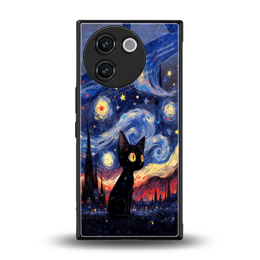 Starry Whiskers back phone cover | glass case for vivo v30e