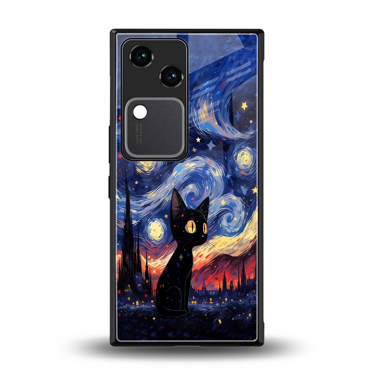Starry Whiskers back phone cover | glass case for vivo v30