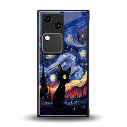 Starry Whiskers back phone cover | glass case for vivo v30