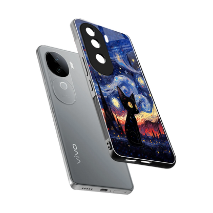 Starry Whiskers sleek vivo v40e cover with tempered glass back and TPU edges