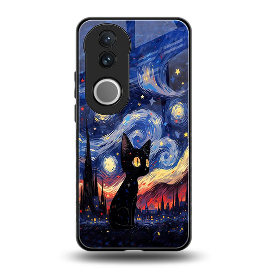 Starry Whiskers back phone cover | glass case for vivo v50