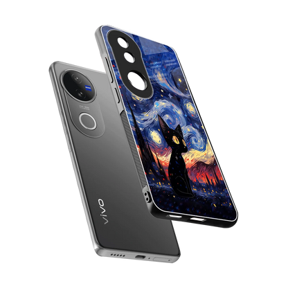 Starry Whiskers sleek vivo v50 cover with tempered glass back and TPU edges