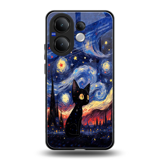 Starry Whiskers back phone cover | glass case for vivo v60
