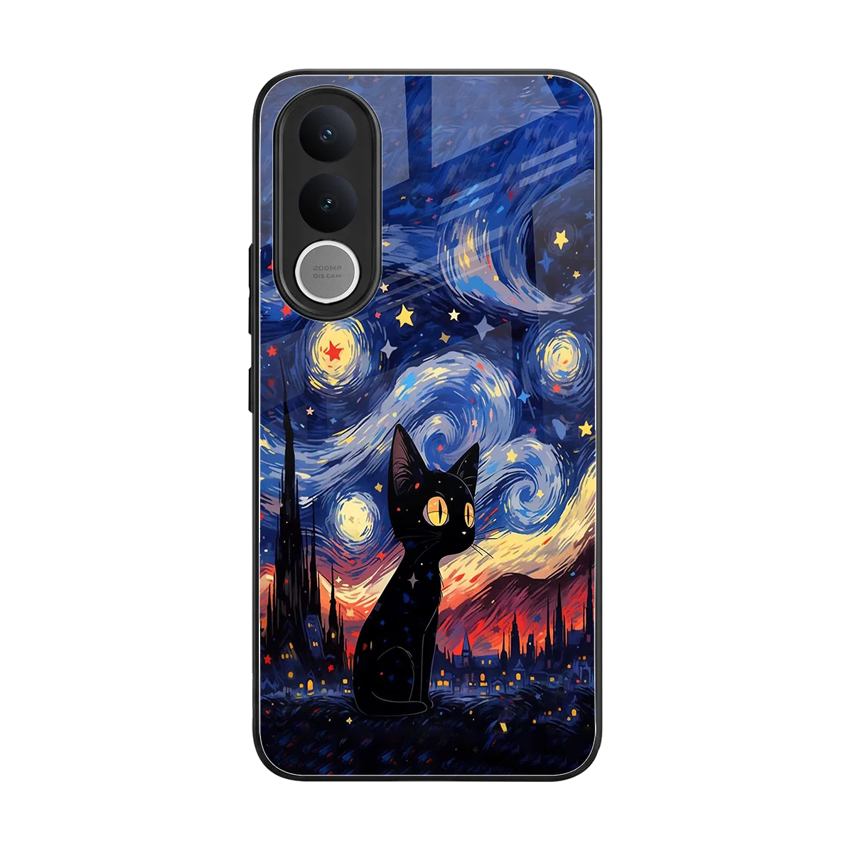 Starry Whiskers back phone cover | glass case for vivo v70 fe