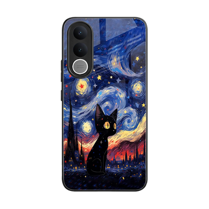 Starry Whiskers back phone cover | glass case for vivo v70 fe