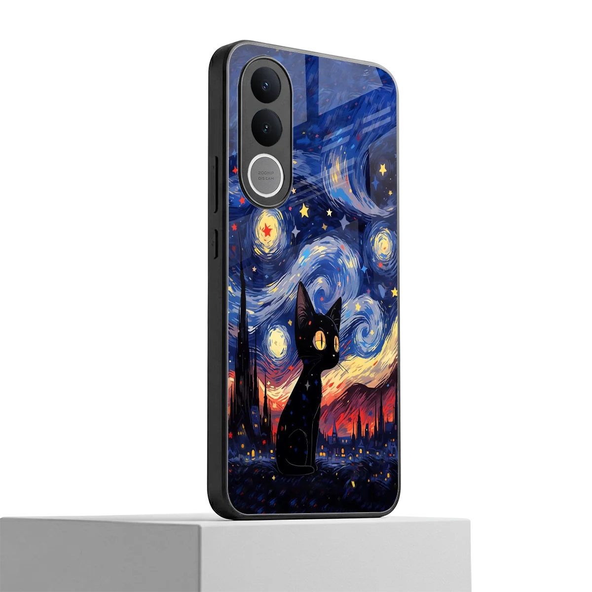 Starry Whiskers vivo v70 fe mobile cover | shockproof glass phone case