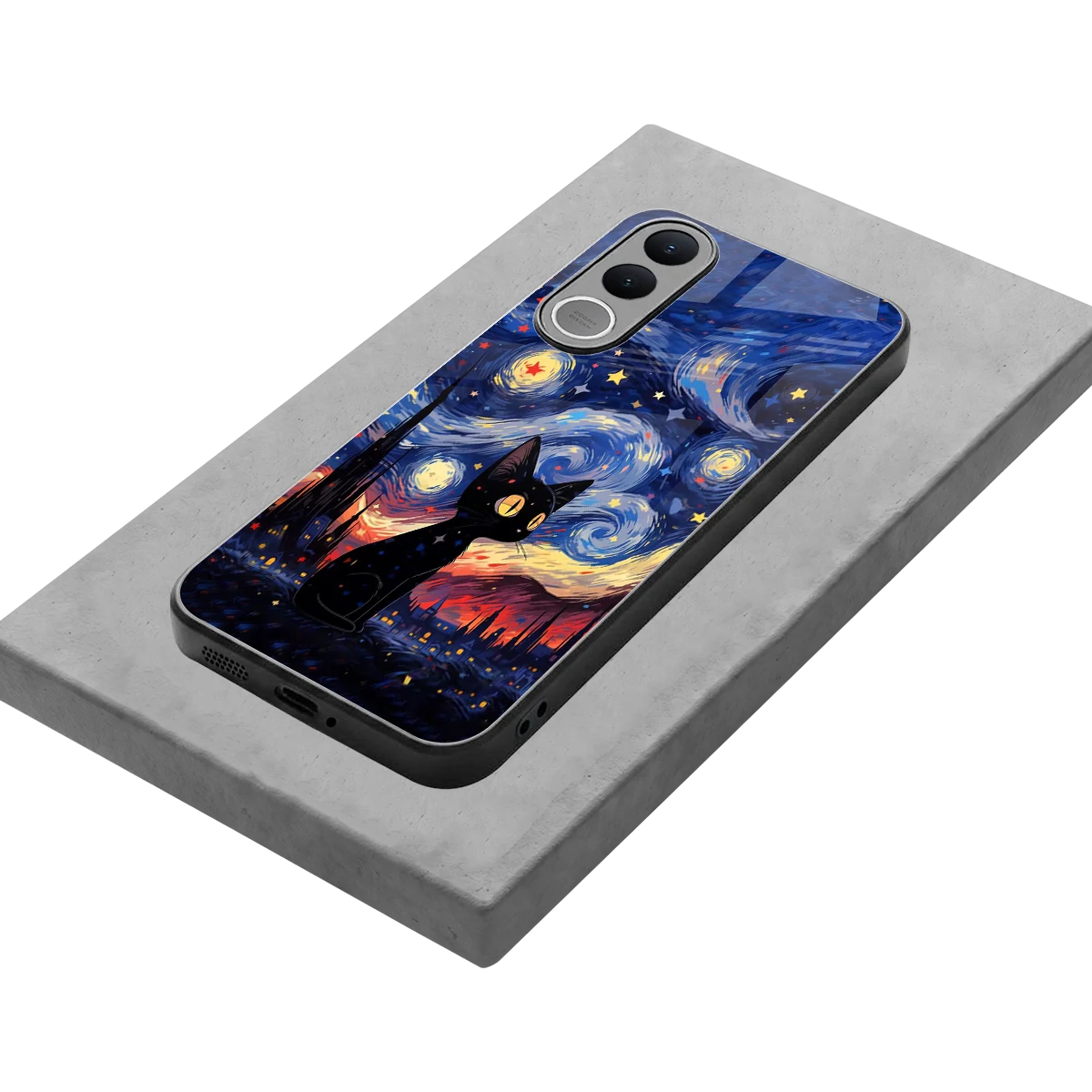Starry Whiskers stylish phone case for vivo v70 fe | glossy glass and slim fit