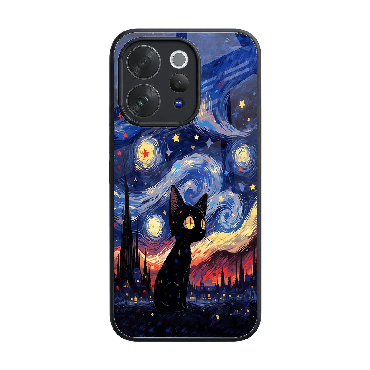 Starry Whiskers back phone cover | glass case for vivo v70