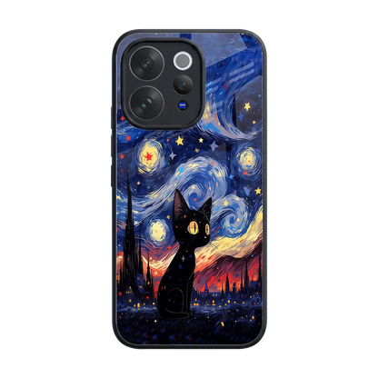 Starry Whiskers back phone cover | glass case for vivo v70