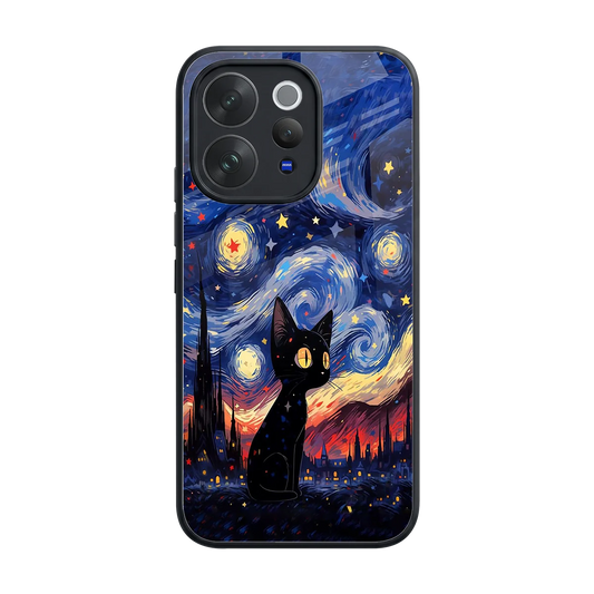 Starry Whiskers back phone cover | glass case for vivo v70 elite