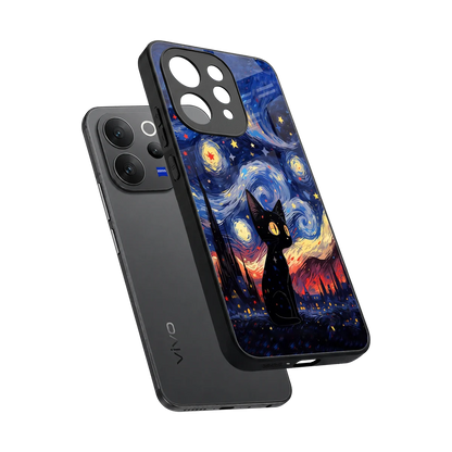 Starry Whiskers sleek vivo v70 elite cover with tempered glass back and TPU edges