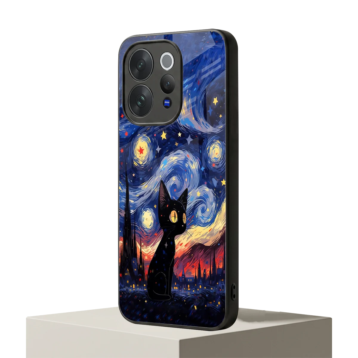 Starry Whiskers vivo v70 elite mobile cover | shockproof glass phone case