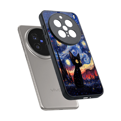 Starry Whiskers sleek vivo x200 pro cover with tempered glass back and TPU edges