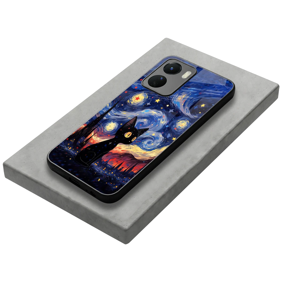 Starry Whiskers stylish phone case for vivo y16 | glossy glass and slim fit