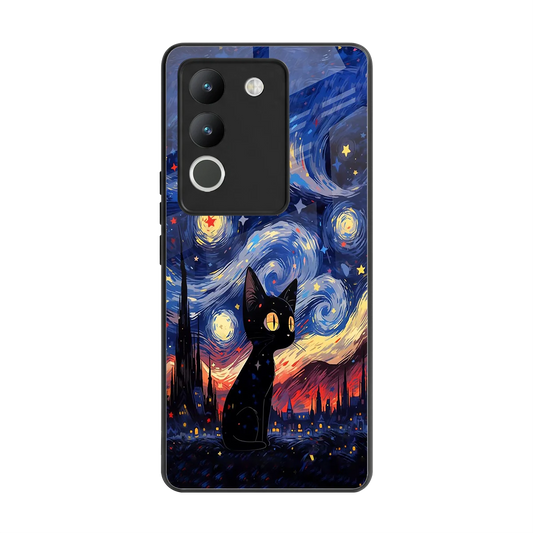 Starry Whiskers back phone cover | glass case for vivo y200 5g