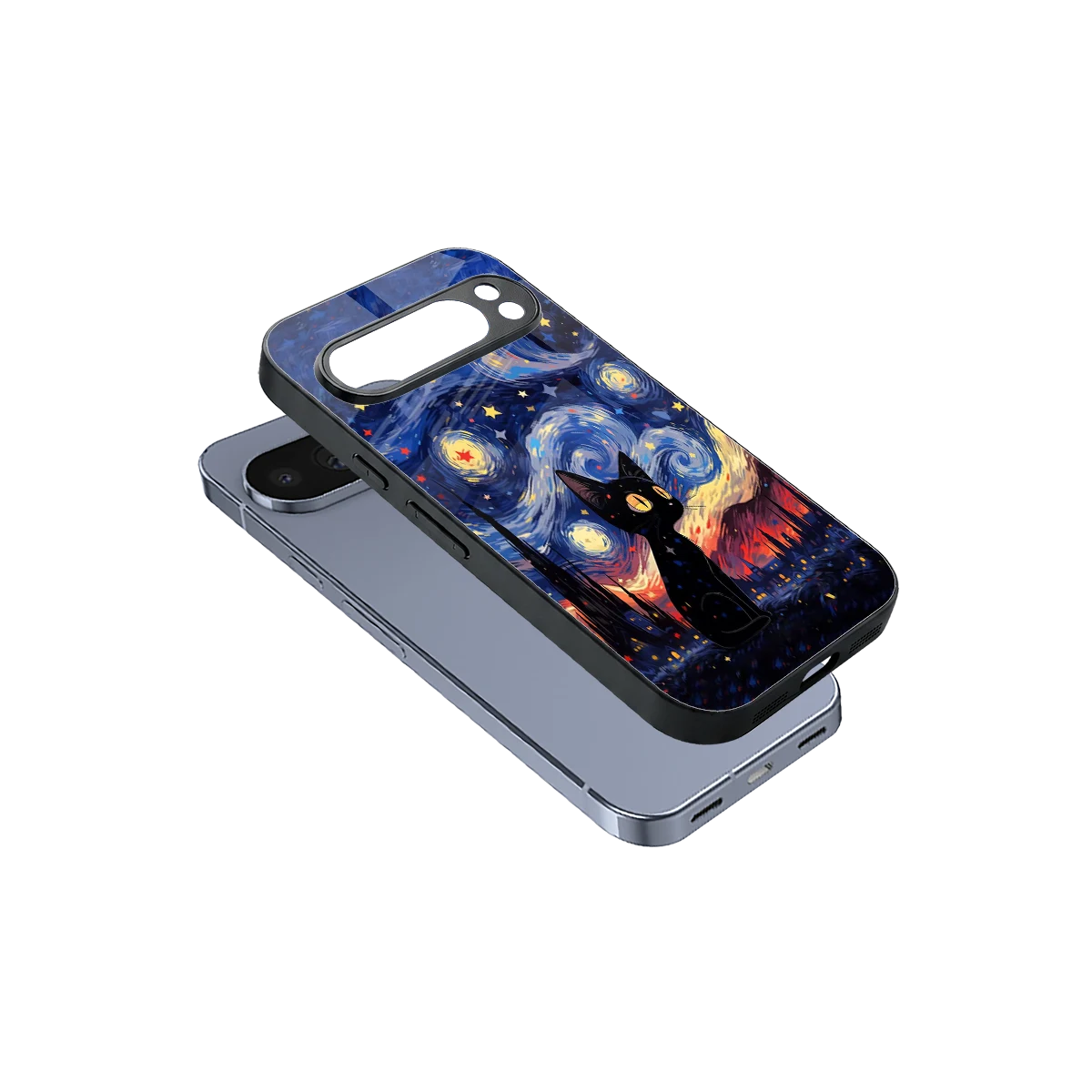 Starry Whiskers sleek google pixel 10 pro cover with tempered glass back and TPU edges