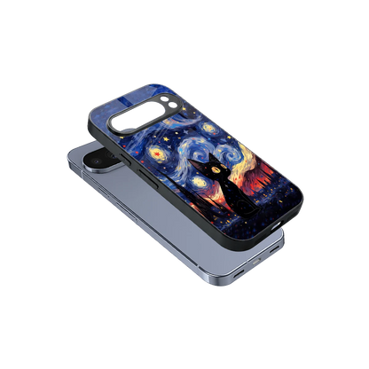 Starry Whiskers sleek google pixel 10 pro cover with tempered glass back and TPU edges