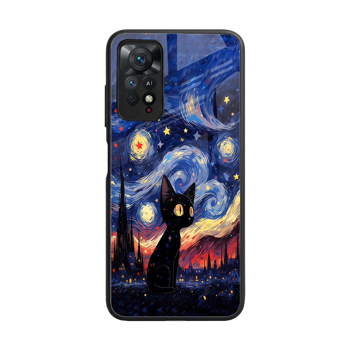 Starry Whiskers back phone cover | glass case for redmi note 11 pro