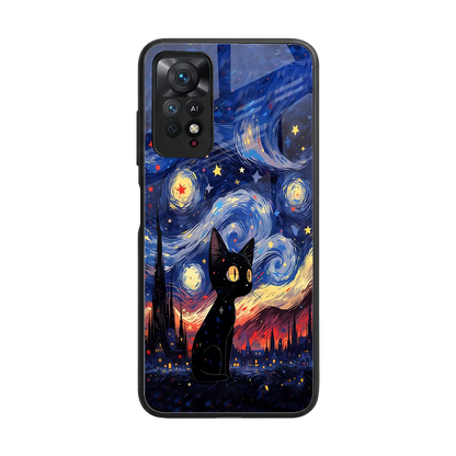 Starry Whiskers back phone cover | glass case for redmi note 11 pro